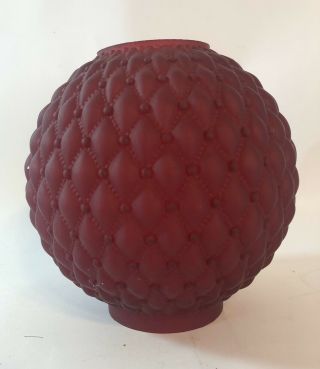 Vintage/antique Cranberry Quilted Gone With The Wind Parlor Lamp Ball Shade