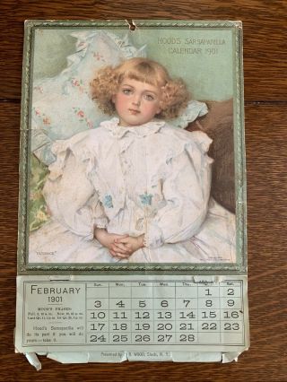 1901 Hood’s Sarsaparilla Calendar,  Very Good.