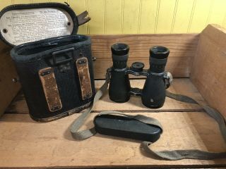 Wwi Emil Busch A.  G.  Rathenow German Binoculars With Case Vintage 08 Field