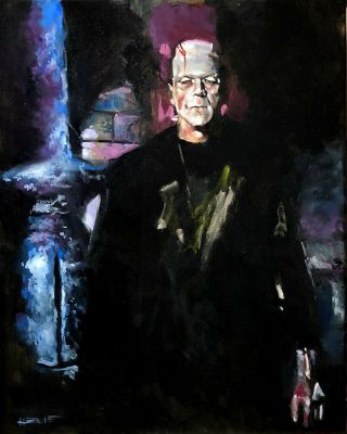 Oil Painting Of Boris Karloff In Bride Of Frankenstein Famous Monsters.
