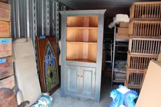 Antique Corner Cupboard Cabinet Primitive Country Farm Barn Plank Boards