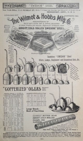 1895 Ad (1800 - 39) The Wilmot & Hobbs Mfg.  Co.  Bridgeport,  Conn.  " Swedoh " Oilers