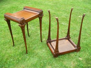 Vintage 2 Pair Tall Side End Tables Nightstands American Victorian Carved Wood