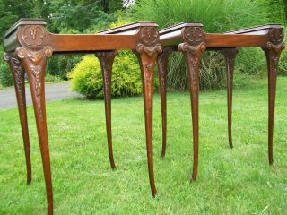 Vintage 2 pair Tall Side End Tables Nightstands American Victorian Carved Wood 2