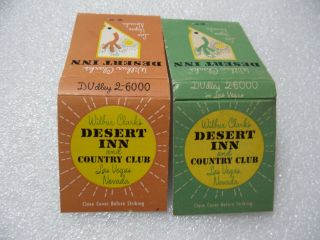 Las Vegas 2 Dif Desert Inn Casino Hotel Golf Club Restaurant Lounge Matchbooks