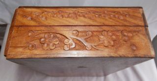 Hand Carved Brass Inlaid Wood Jewelry Box Trinket India No Lining Home Decor 3