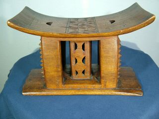 Antique African Ashanti Hand - Carved Wooden Head Rest Stool Tribal