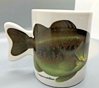 Vintage Largemouth Bass Fish Coffee Mug By Salamander - Fish Handle 1990
