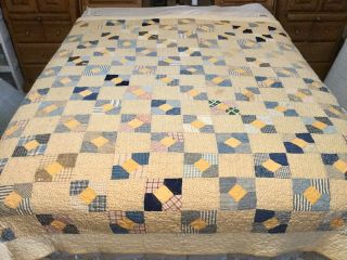 Pretty Vintage Patchwork Bowtie Quilt Repair Or Cutter Twin Full 75x80