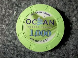 1000 Ocean Resort Casino Tounament Chip Ac Atlantic City Vivid Lime Green