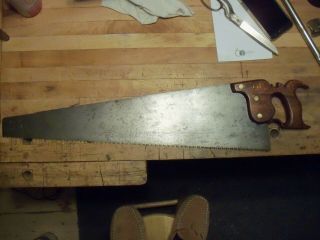 26 Inch Disston Hand Saw Blade With Another Vintage Handle Installed.  A01