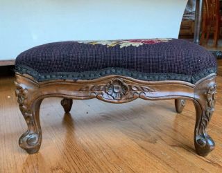 Antique Renaissance Revival Furniture Footstool Or Ottoman