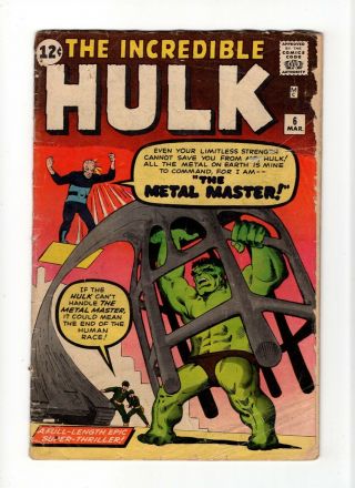 Incredible Hulk 6 Vintage Marvel Comic Key 1st Metal Master Final Issue