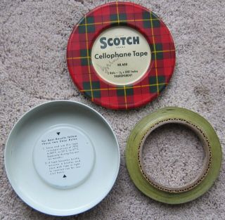 Vintage 1940 - 50s Scotch Brand Cellophane Tape Tin W/green Tape