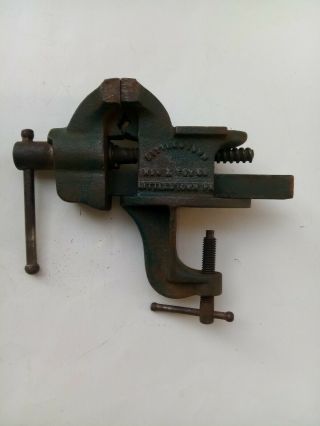 Vintage " Hdw & Fdy Co.  " - No 3 Table Clamp Vise & Anvil/made In Littlestown,  Pa.