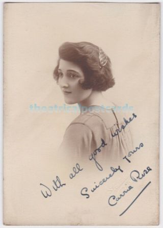 Stage Actress And Dancer Carrie Rose.  Daughter Of Saharet.  Signed Postcard
