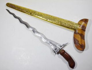 Antique Javanese Keris Kris Sword Damascus Blade S Ceremonial Dagger Asian Knife