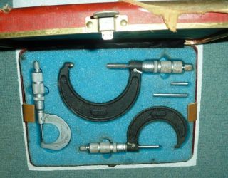 Vintage Central Tool Co.  3 Piece Micrometer Set with Case 2