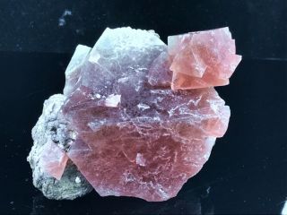 455g Rare Pink Octahedron Fluorite With Arsenopyrite,  Quartz From Inner Mongolia