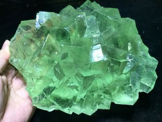 7.  5lb Rare Transparent Green Fluorite Crystals On Matrix From Xianghualing