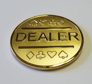 Gold Plated Metal Dealer Button In Case For Poker Games Such As Texas Hold 