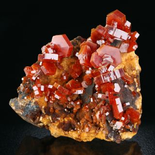 Top Bloody Red Lustrous Vanadinite Crystals On Matrix From Mibladen,  Morocco