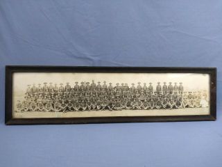 Antique Wwi 103rd Infantry Panoramic Yard Long Photo In Wood Frame.