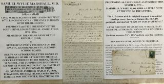 Civil War Surgeon 84th Illinois Infantry Sparta Il Indian Bureau Letter Signed