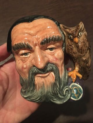 Merlin Royal Doulton With Owl Handle Small 4” Character Toby Jug Mug D6536