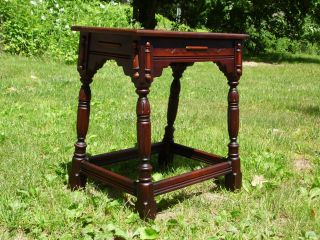 Antique English Style Jacobean Joint Stool Side Table Nightstand