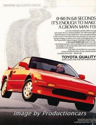 1989 Toyota Mr2 Supercharged Red Vintage Print Advertisement Ad P36