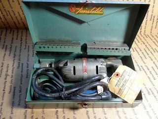 Old Fairchild F - 149 1/4 " Electric Drill In Metal Kit Box