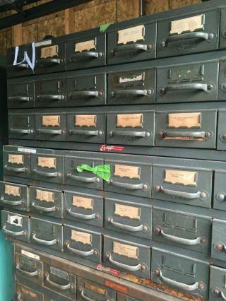 Vintage Equipto and Lyon Industrial Cabinet 18 Drawers Bins Garage Storage 2