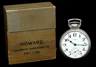 Howard Pocketwatch Railroad Chronometer W Box 21j 16s Ser 11 5 Adj