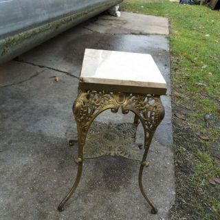 Antique Victorian B&h Bradley & Hubbard Marble Top,  Lamp Table,  Plant Stand