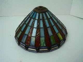 Vintage Tiffany Style Lamp Shade Stained Glass Salvage 9.  5 " X 6 " Blue /orange