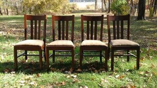 Mission Oak Dining Chairs - Set Of 4
