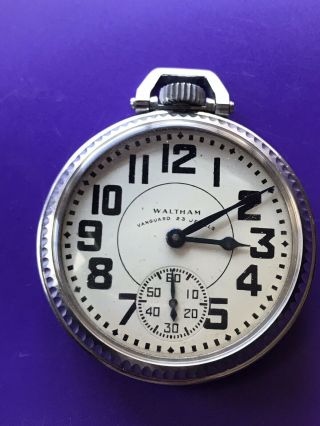 1941 Waltham Vanguard 23 Jewels Railroad Pocket Watch Stainless Steel 173
