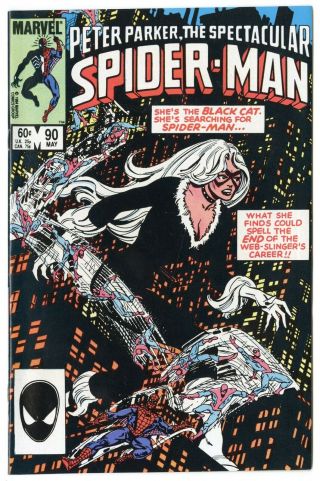 Spectacular Spider - Man 90 Nm,  9.  6 White Pages 1st App.  Black Costume D 1984
