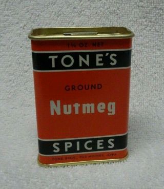 Tones Ground Nutmeg 1 3/4 Ounces Black And Orange Spice Tin