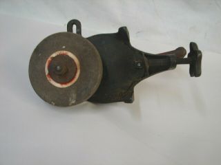 Vtg Luther No 3 Hand Crank Grinder Cast Iron Tool Stone Sharpener Bench Clamp