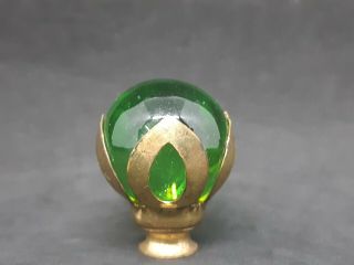 Vintage Green Glass Marble With Brass Petals Table Lamp Finial Part 1/4 - 27