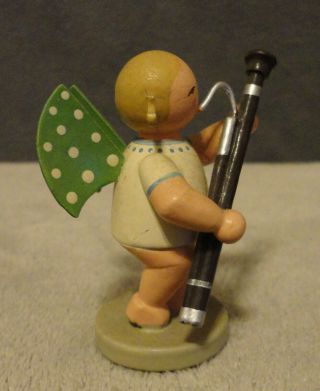 Vintage Erzgebirge Angel Wood Bassoon Player German Figurine