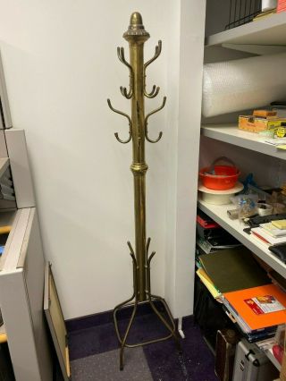 Vintage Industrial Brass Garment Coat Rack / Hat Tree / Umbrella Stand