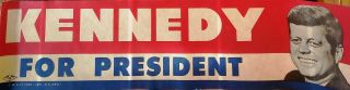 John F.  Kennedy 1960 Presidential Campaign Bumper Sticker