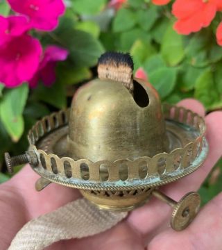 Old No.  2 Size Antique P&a Brass Kerosene Oil Lamp Hing Burner With Wick