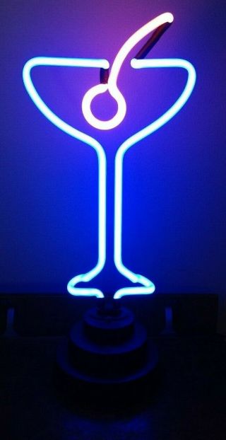 Martini Glass Olive Neon Sculpture Sign Glass Lamp Bar Light Man Cave