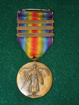 Wwi Us Army Three Bar Victory Medal St.  Mihiel Meuse Argonne Defensive Sector