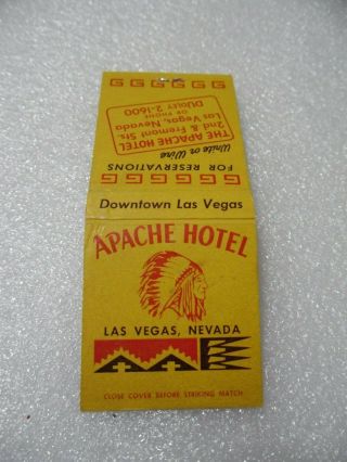 Las Vegas 30s - 40s Apache Hotel Casino Club Bar Lounge Restaurant Matchbook Cover