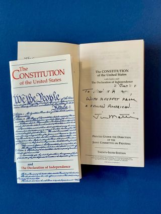 Trump Defense Secretary Jim Mattis Signed U.  S.  Constitution - Rare